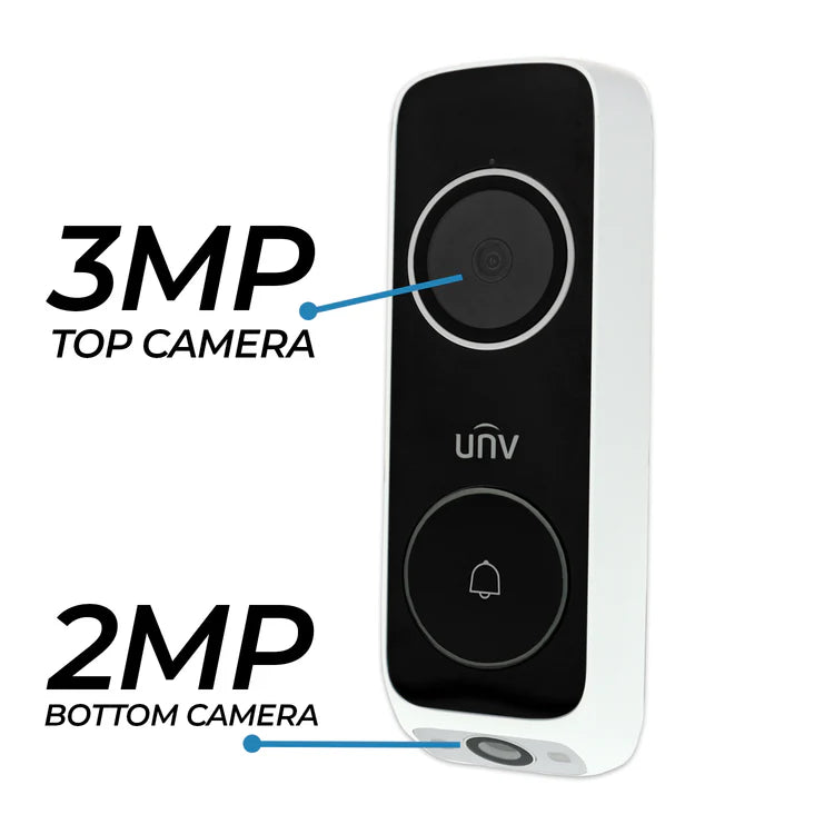 UNV 3MP+2MP HD Audio IP65 NDAA Uniview Dual Camera Video Wifi Security Doorbell