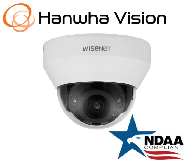 Hanwha indoor dome camera LND 6022R front view with PoE and IR
