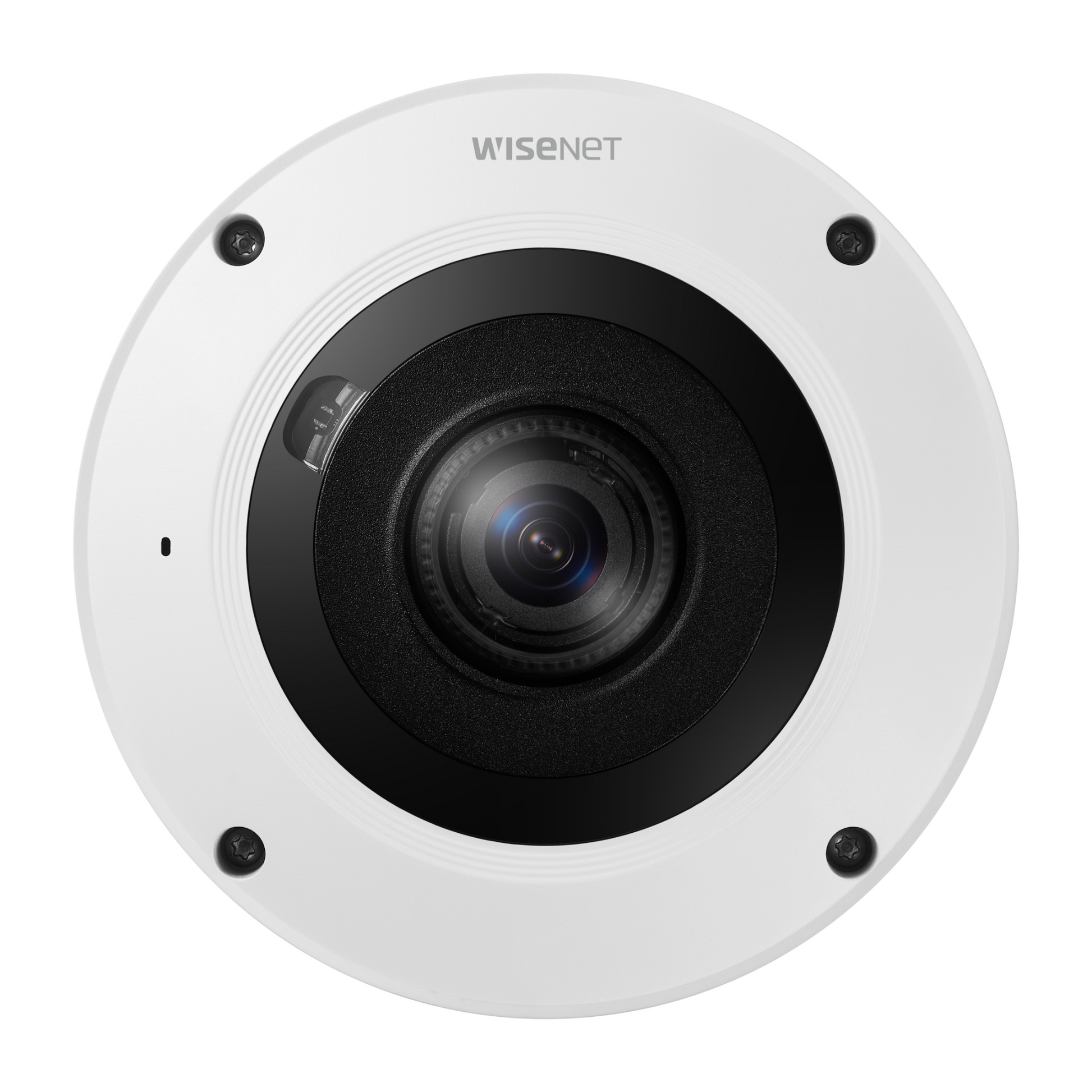 Hanwha fisheye camera AI analytics interface showing person and vehicle detection