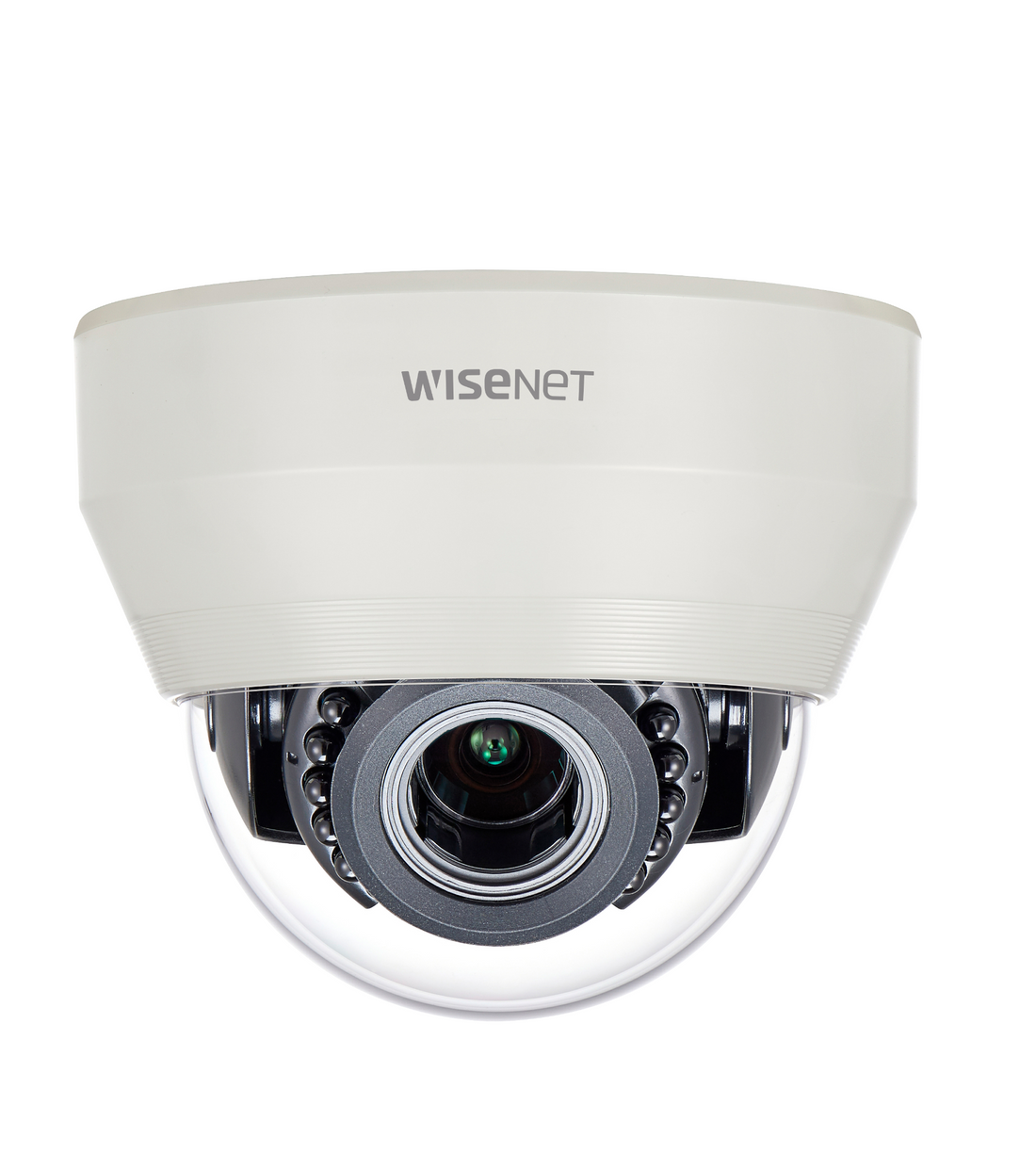 Front view of Hanwha SCD 6085R analog IR dome camera with 2MP resolution