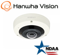 Hanwha XNF 8010RV fisheye IP camera front view outdoor security