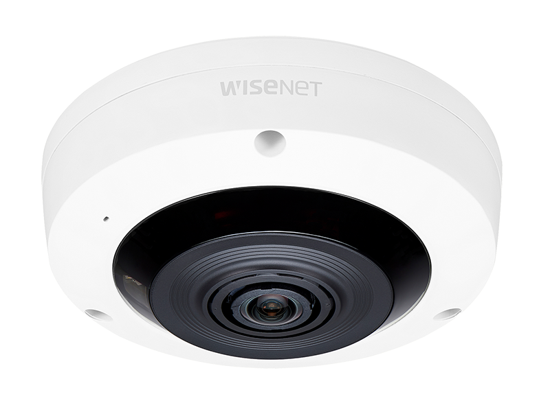 Hanwha XNF 8010RW fisheye IP camera front view indoor security