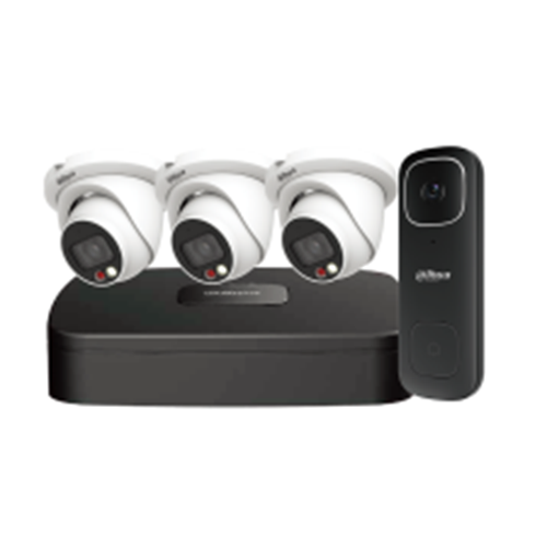 Dahua N444B42C (3 Eyeball Cameras+Doorbell+NVR) Security System