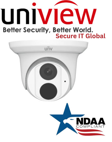 Uniview NDAA 4MP PoE Turret IP Security Camera 2.8mm Lens, Built-in Mic & IR – From Secure IT Global
