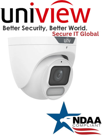 Uniview OwlView NDAA 8MP Turret IP Security Camera 2.8mm Lens, PoE, IP67/IK10, Built‑In Mic & IR – From Secure IT Global