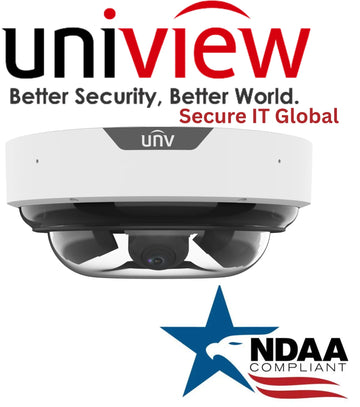 Uniview NDAA 4*5MP Panoramic Dome IP Security Camera 360°Multi-Sensor Coverage, 5X Zoom, Smart IR, PoE, IP67/IK10, Built-In Audio -From Secure IT Global